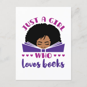 Carte Postale Juste une fille qui aime les livres Africains-Amér