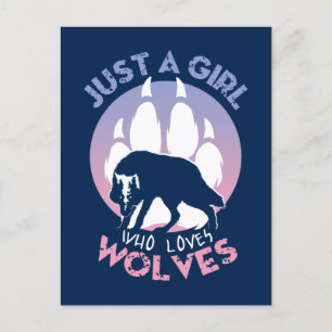 Carte Postale Juste une fille qui aime les loups