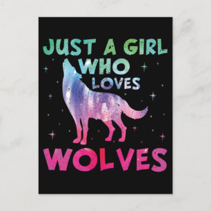 Carte Postale Juste une fille qui aime les loups aquarelle