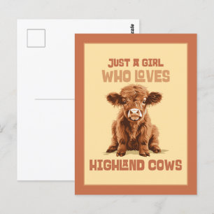 Carte Postale Juste une fille qui aime les vaches Highland