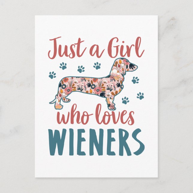 Carte Postale Juste une fille qui aime les Wieners Dachshund Lov (Devant)