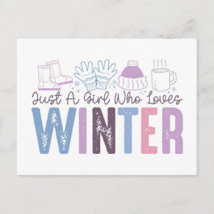 Carte Postale Juste une fille qui aime l'hiver mignonne design s