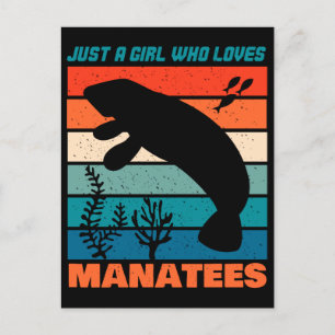 Carte Postale Juste Une Fille Qui Aime Manatees Animal Rétro