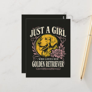 Carte Postale Juste une fille qui aime son retriever doré