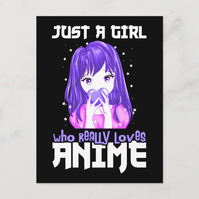 Carte Postale Juste une fille qui aime vraiment l'Anime en viole (Devant)
