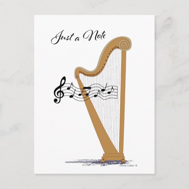 Carte Postale Juste une note avec Harp Poastcard. (Devant)