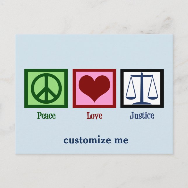 Carte Postale Justice de l'amour pour la paix (Devant)