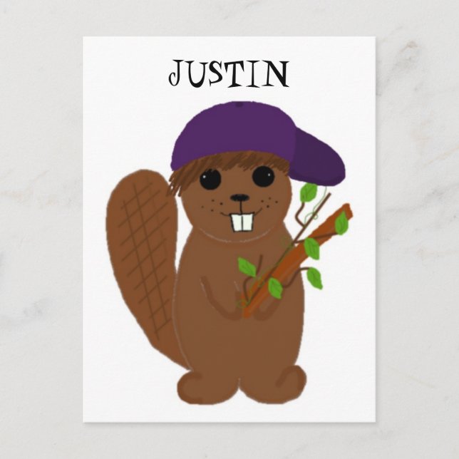 Carte Postale Justin Beaver de dessin animé (Devant)