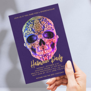 CARTE POSTALE JUTEAU FLORAL DIA DE LOS MUERTOS INVITA SKULL SUGA