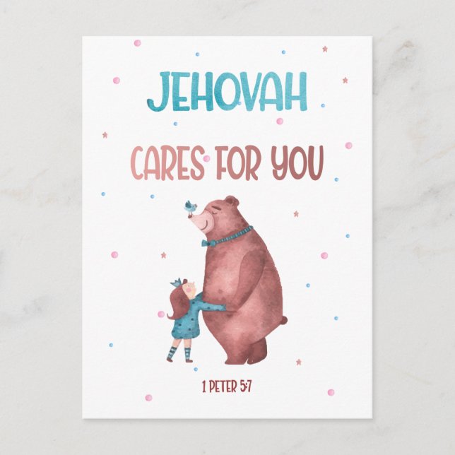 Carte Postale JW Kids Gift-1 Pierre 5:7 L'Éternel se soucie de v (Devant)