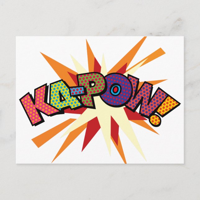 Carte Postale KA-POW Fun Retro Comic Book Pop art (Devant)