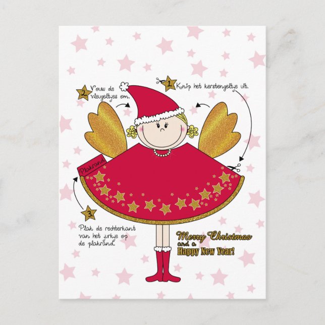 Carte Postale Kaart kerstengeltje knutselen do-it-yourself (Devant)