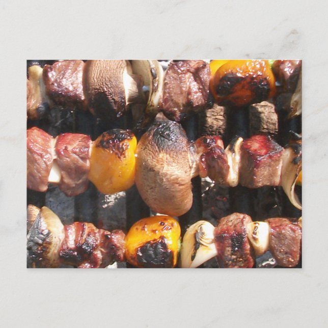 Carte Postale Kabobs brochés sur le grill (Devant)
