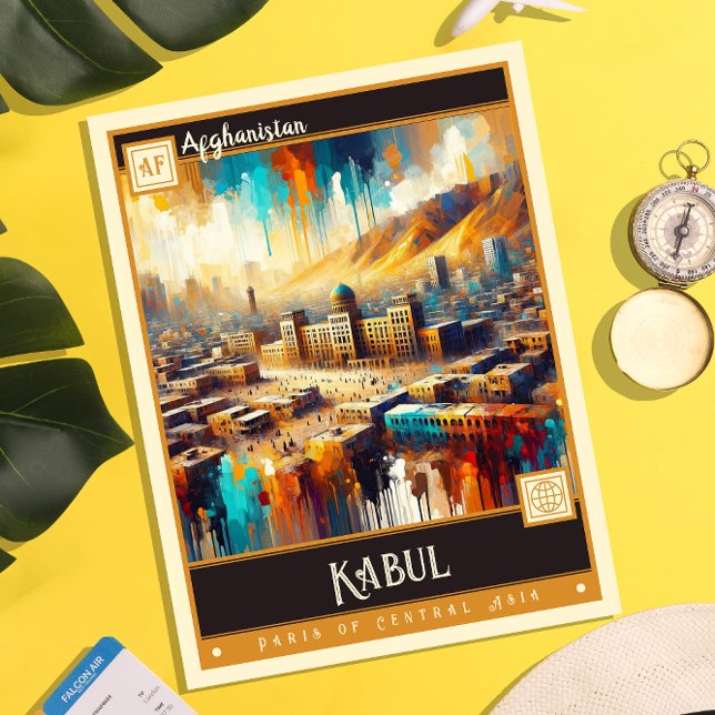 Carte Postale Kaboul, Afghanistan | Peinture Vintage (Créateur téléchargé)