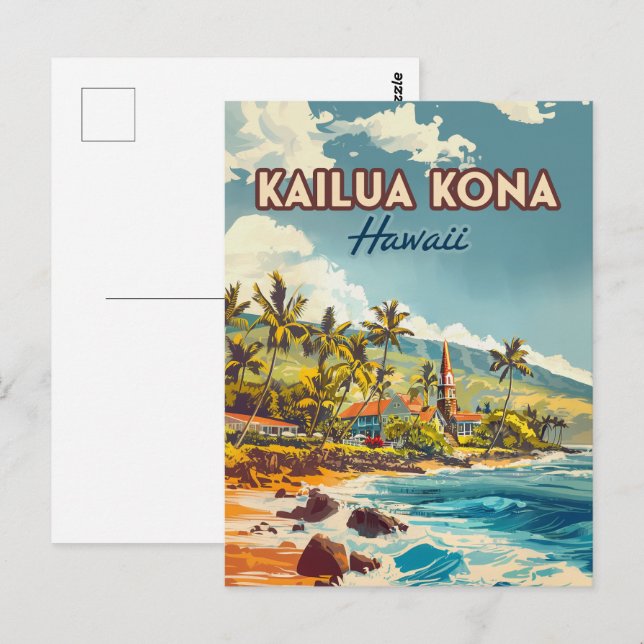 Carte Postale Kailua Kona Hawaii Big Island Beach Vintage (Devant / Derrière)