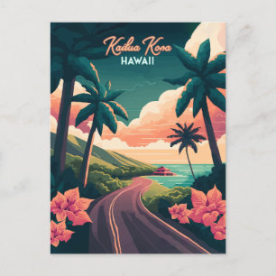Carte Postale Kailua Kona Hawaii Big Island Sunset Retro