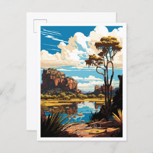 Carte Postale Kakadu Australie Illustration du Vintage voyage ar