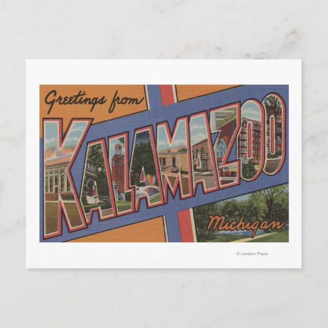 Carte Postale Kalamazoo, Michigan - Scènes de grandes lettres (Devant)