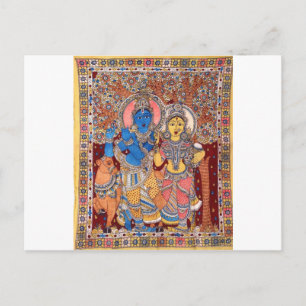CARTE POSTALE KALAMKARI RADHA KRISHNA PEINTURE