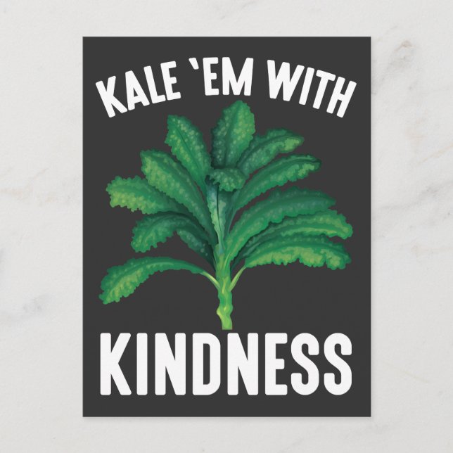 Carte Postale Kale Em Avec Kindness Green Légumes Vegan Pun (Devant)