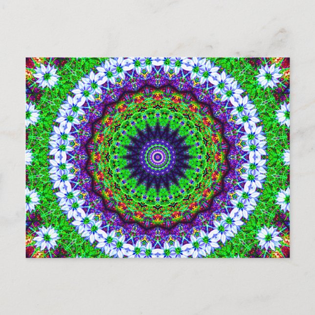 Carte Postale Kaleidoscope floral multicolore Mandala (Devant)