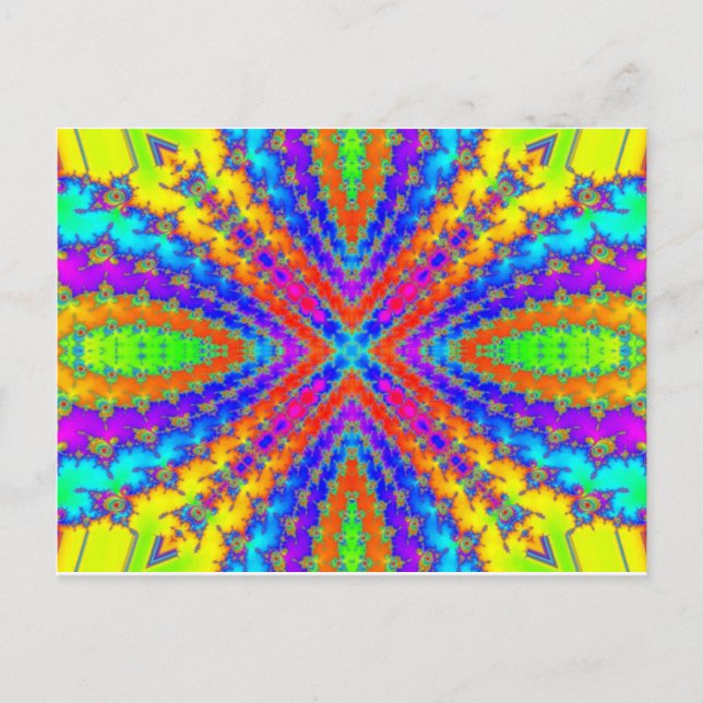 Carte Postale kaléidoscope fractal coloré (Devant)
