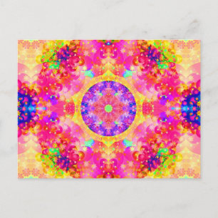 Carte Postale Kaleidoscope rose et jaune fractal