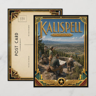 Carte Postale Kalispell Montana Art Déco vintage de l'âge d'or