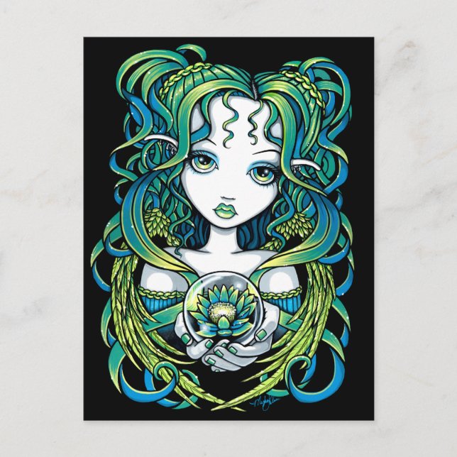 Carte postale "Kallan" Green Lotus Water Angel (Devant)