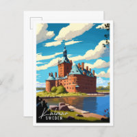 Kalmar Suède illustration de voyage vintage Pos