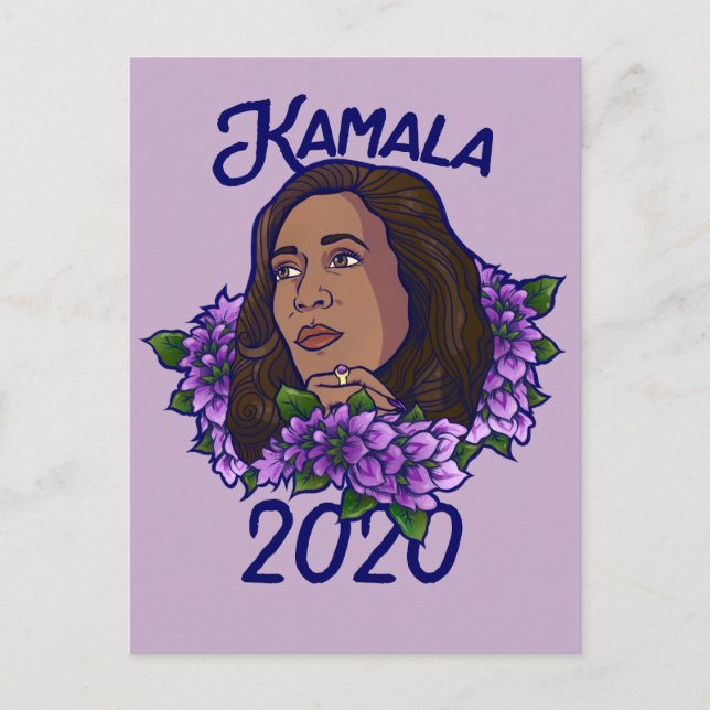 Carte Postale Kamala 2020 Floral Violet Art (Devant)