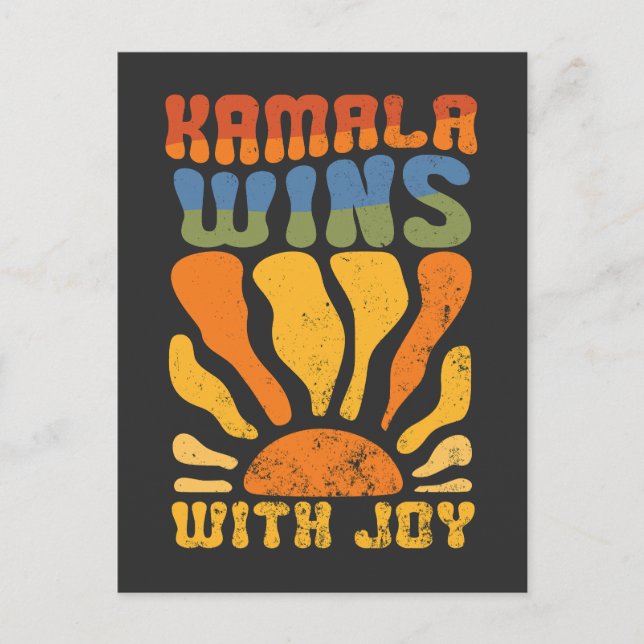 Carte Postale Kamala gagne avec Joy Retro Boho Harris Walz (Devant)
