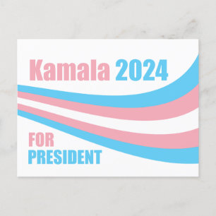 Carte Postale Kamala pour le Président Drapeau Transgenre 2024