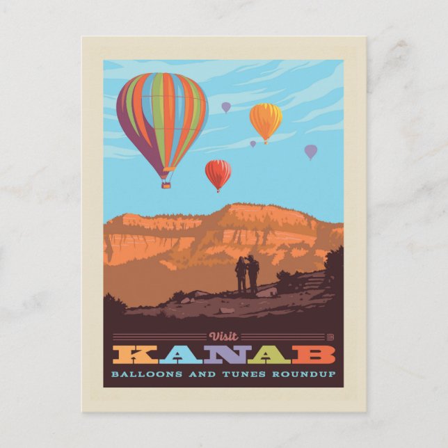 Carte Postale Kanab, Utah | Ballons Et Roundup De Tunes (Devant)