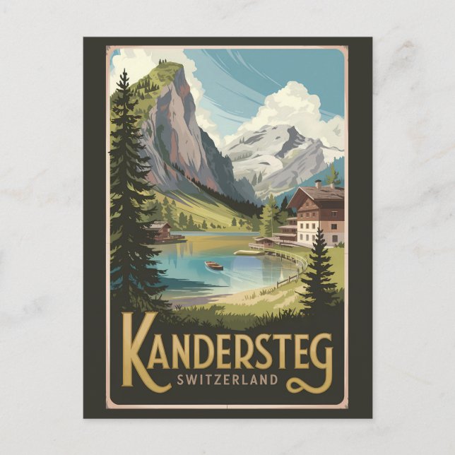 Carte Postale Kandersteg Switzerland Illustration Travel Art (Devant)
