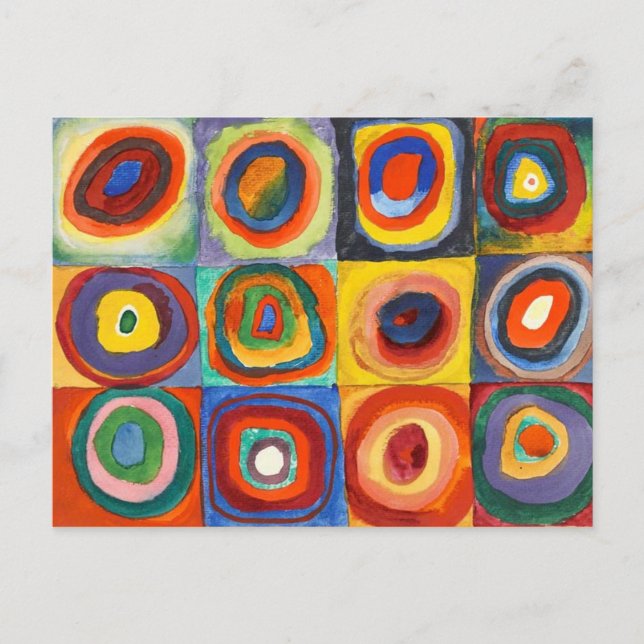 Carte Postale Kandinsky - Carrés aux cercles concentrés (Devant)