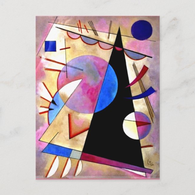 Carte Postale Kandinsky - Cubisme Abstrait avec rose et blues (Devant)