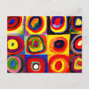 Carte Postale Kandinsky Farbstudie Cercles Carré Quadrate Art