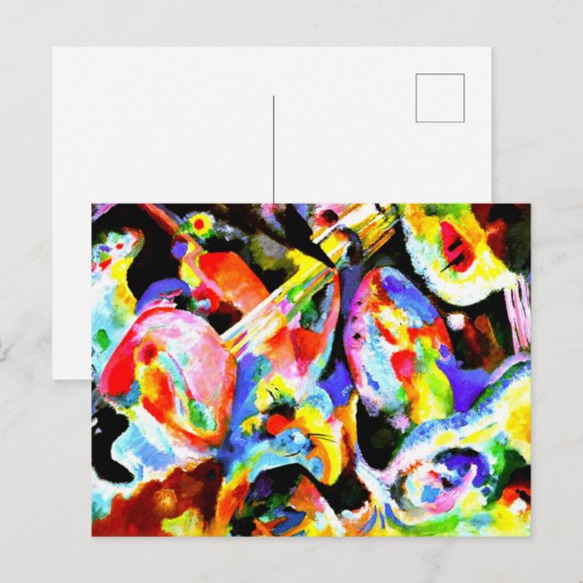 Carte Postale Kandinsky - Improvisation du Déluge, (Devant / Derrière)