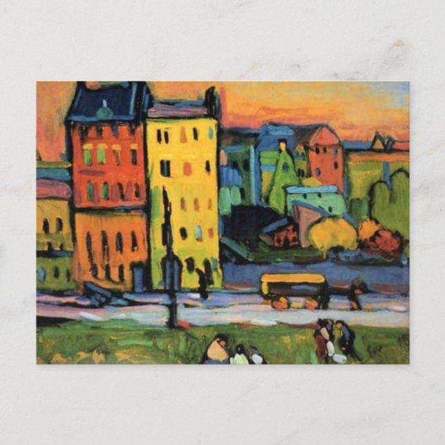 Carte Postale Kandinsky - Maisons à Munich, (Devant)