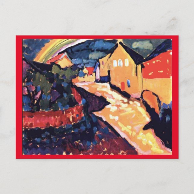 Carte Postale Kandinsky, Murnau avec arc-en-ciel, Art (Devant)