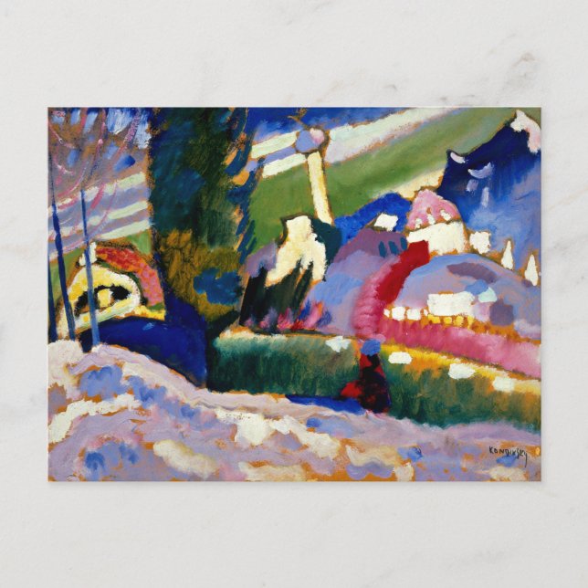 Carte Postale Kandinsky - Paysage hivernal avec église (Devant)