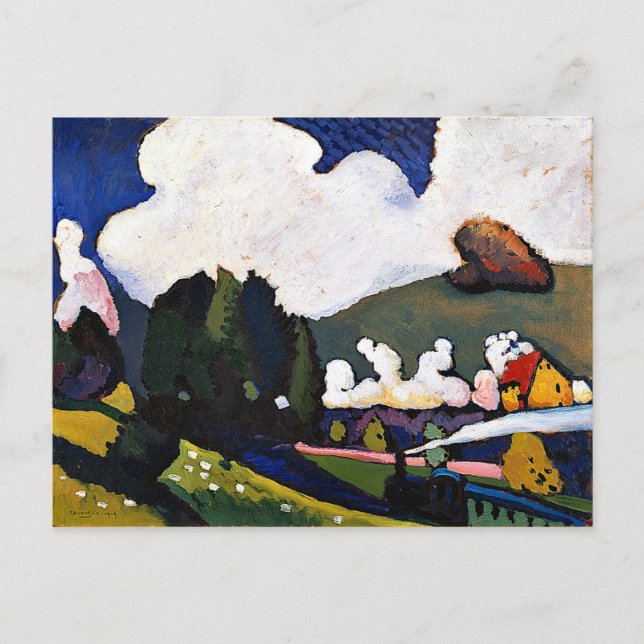 Carte Postale Kandinsky - Paysage près de Murnau avec Locomotive (Devant)