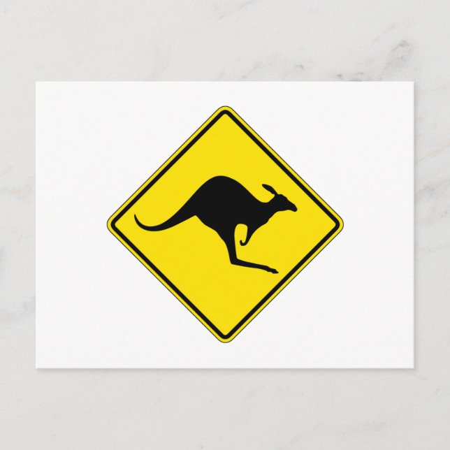 Carte Postale Kangaroo Crossing, Signal d'avertissement de trafi (Devant)