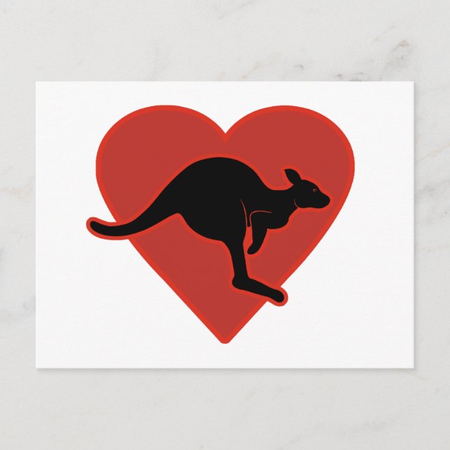 Carte Postale Kangaroo Love Red Heart (Devant)