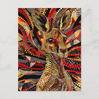 Carte Postale Kangaroo rouge en style Art aborigène