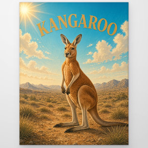 Carte Postale Kangaroo Rouge Outback Aquarelle GeoSaga