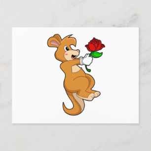 Carte Postale Kangaroo with Flower