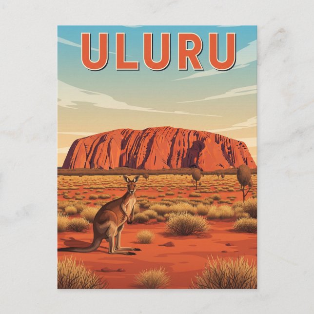 Carte Postale Kangourou à Uluru Australie (Devant)