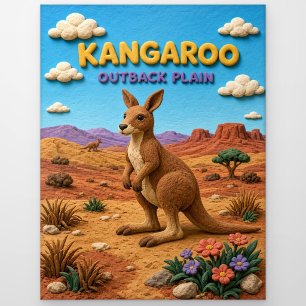 Carte Postale Kangourou, Art en argile de la plaine de l'arrière